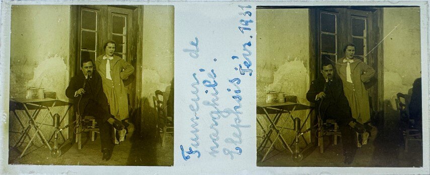 Couple waiting at Eleusina Train Station, 1931, Greece