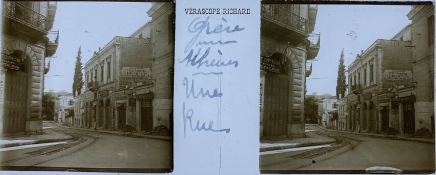 A road in Monastiraki with various businesses, 1910, Greece