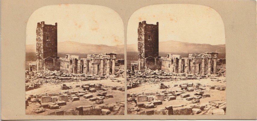 View of the Frank tower on the Acropolis, Stereo Corp, 1870