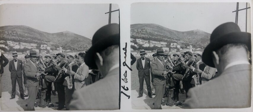 Welocme band at Vathi Ithaki, Personal Glass, 1930, Greece