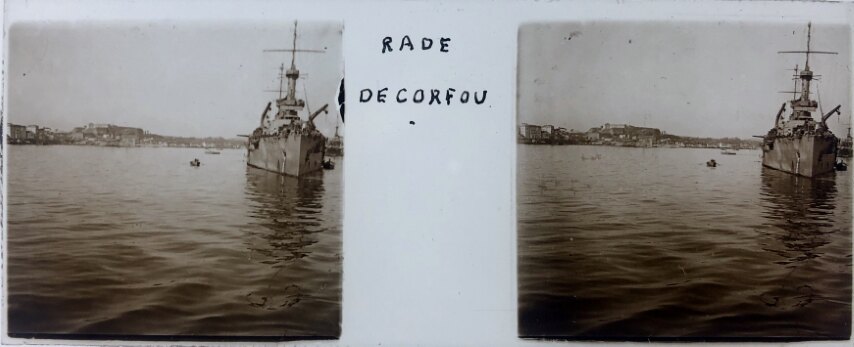 View of Corfu from the sea, Greece, Glass - 1918