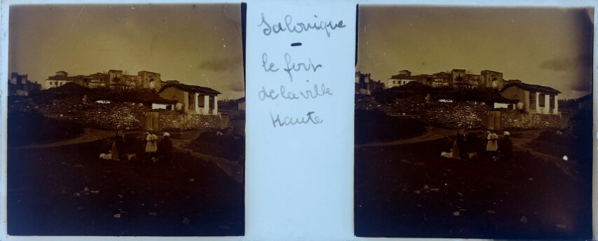 A street view of Salonique at upper city, Greece, Glass - 1918