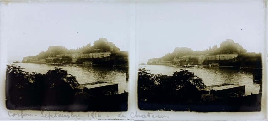 Corfu, Sep 1916, View of the Castle 2, Greece, Personal Glass