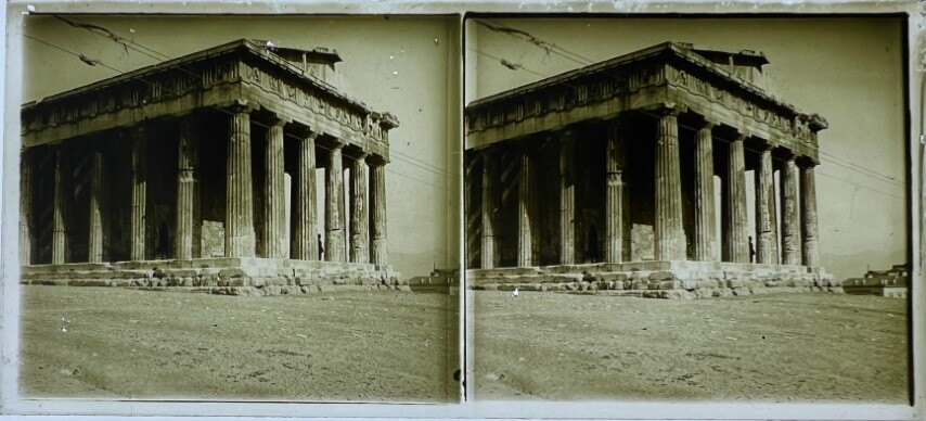 People inside the Thision temple, Greece, 1900