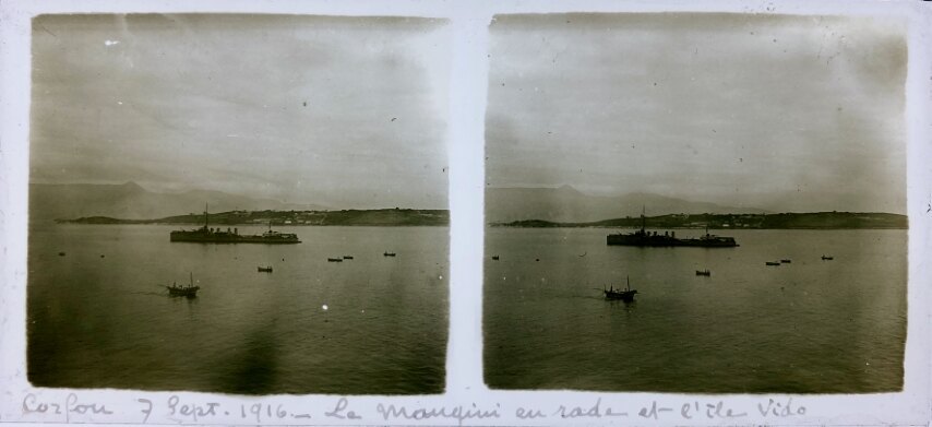 Corfu, 7 Sep 1916, Ship outside, Greece, Personal Glass