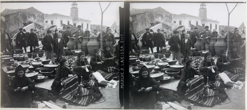 Square at Larissa, Personal Glass, 1930, Greece