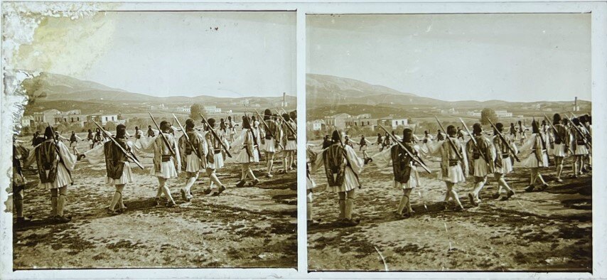 Evzones Tsoliades dancing near Athens - Glass, Greece.jpg