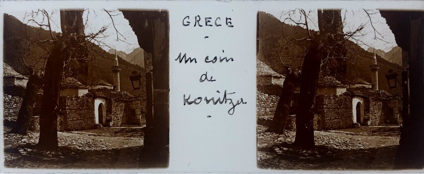 A view of Konitsa Village, Greece, Glass - 1918