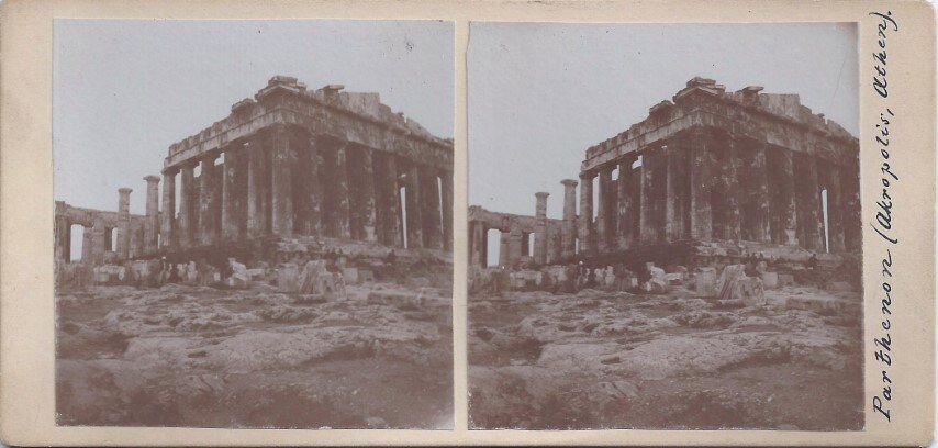 Parthenon, Personal Paper Stereoview, 1920 Greece