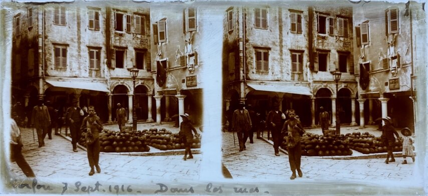 Corfu, 7 Sep 1916, Market road, Greece, Personal Glass