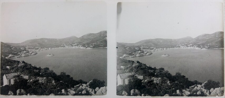 View of Vathi at Ithaki, Personal Glass, 1930, Greece