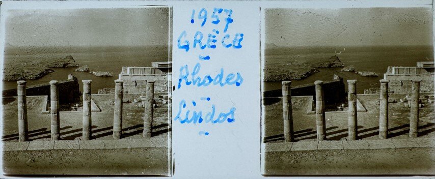 View of the sea from Rhodes, Lindos, Greece, 1957