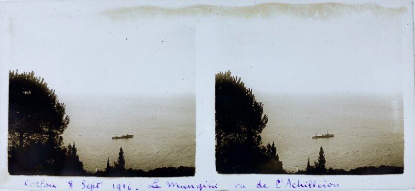 Corfu, 8 Sep 1916, View from Achilleion, Greece, Personal Glass