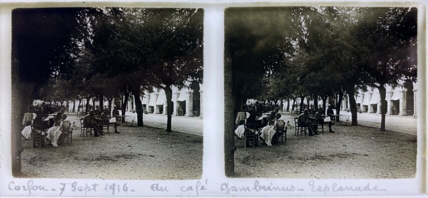 Corfu, 7 Sep 1916, Enjoy a coffe at the esplanade, Greece, Personal Glass