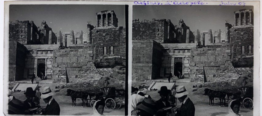 Acropolis entrance, Athens, Personal Glass 1903, Greece.jpg