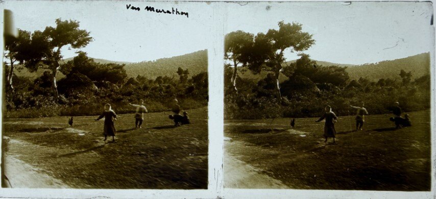 Playing around the area o Marathon, 1930, Greece