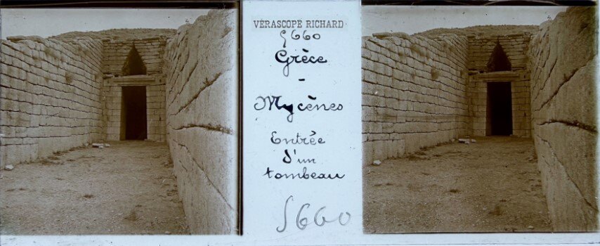 Agamemnon tomb entrance, Mycenes, 1920, Greece