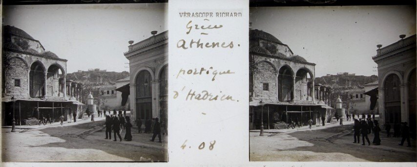 Monastiraki area and Hadrian, Athens, Greece, 1920