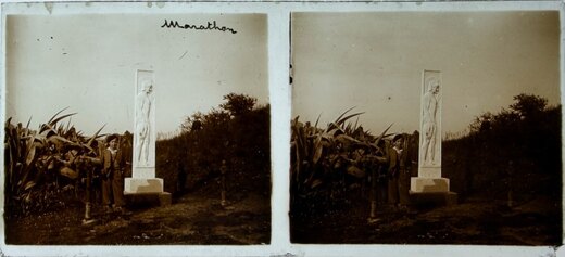 Taking a picture at Marathon at Aristona Column, 1930, Greece Greece 1930